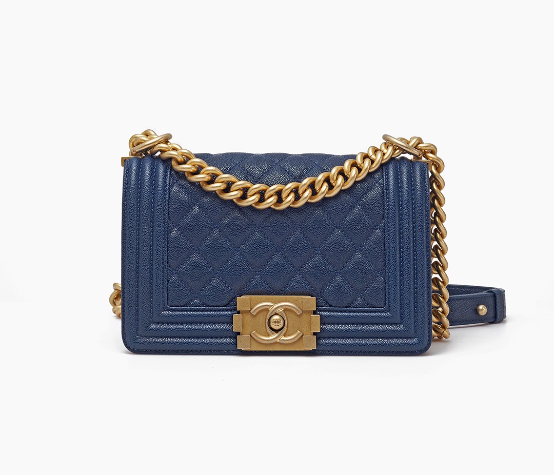 Boy Chanel Navy Blue Bag Front View