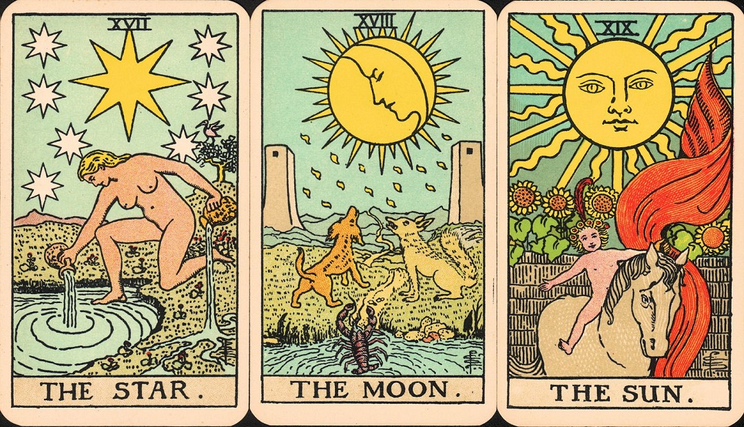 Star, Moon, and Sun Tarot Cards