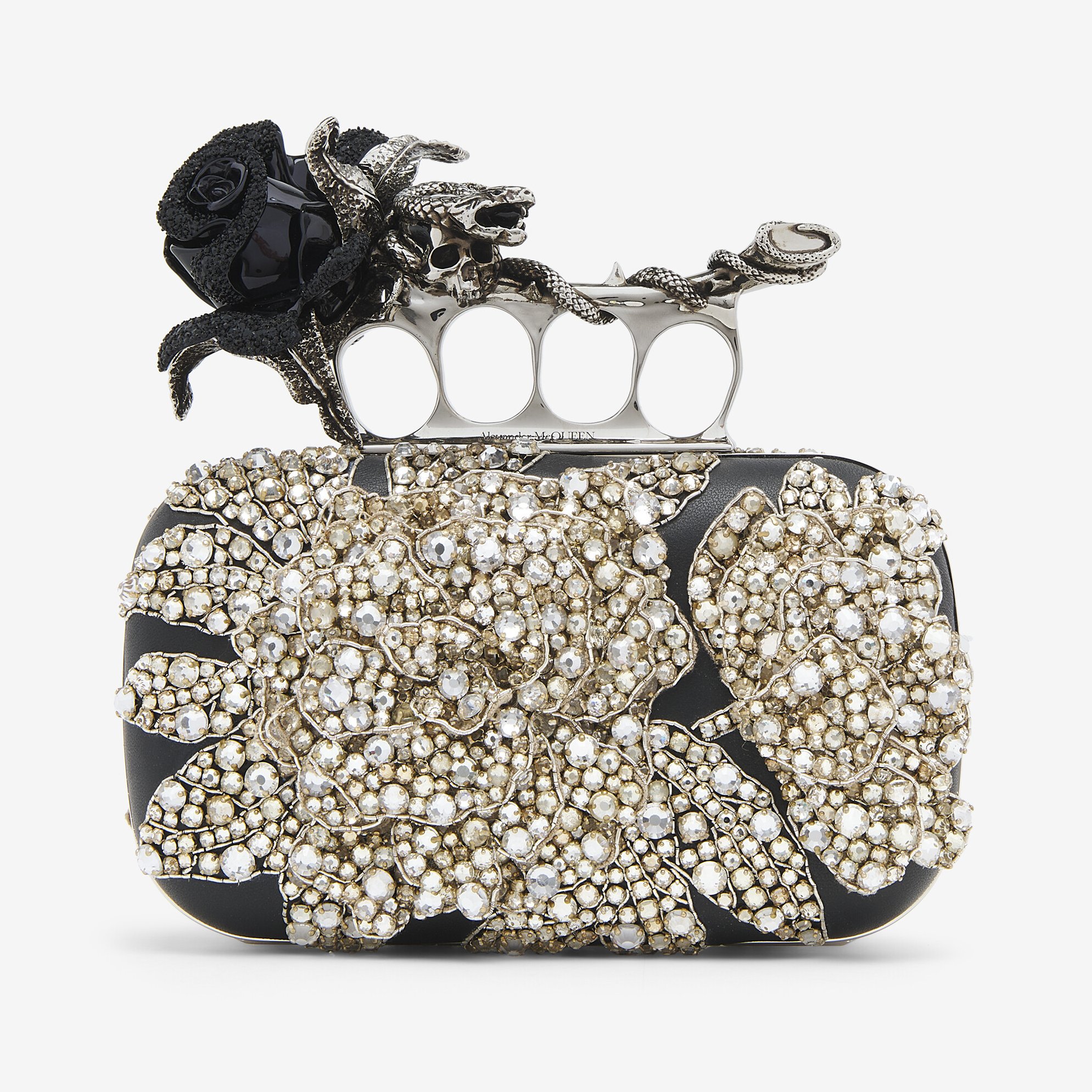 Rose Skull Serpent Knuckle Ring Clutch