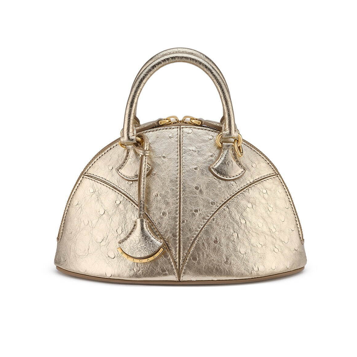 Golden ostrich leather Marquise bag