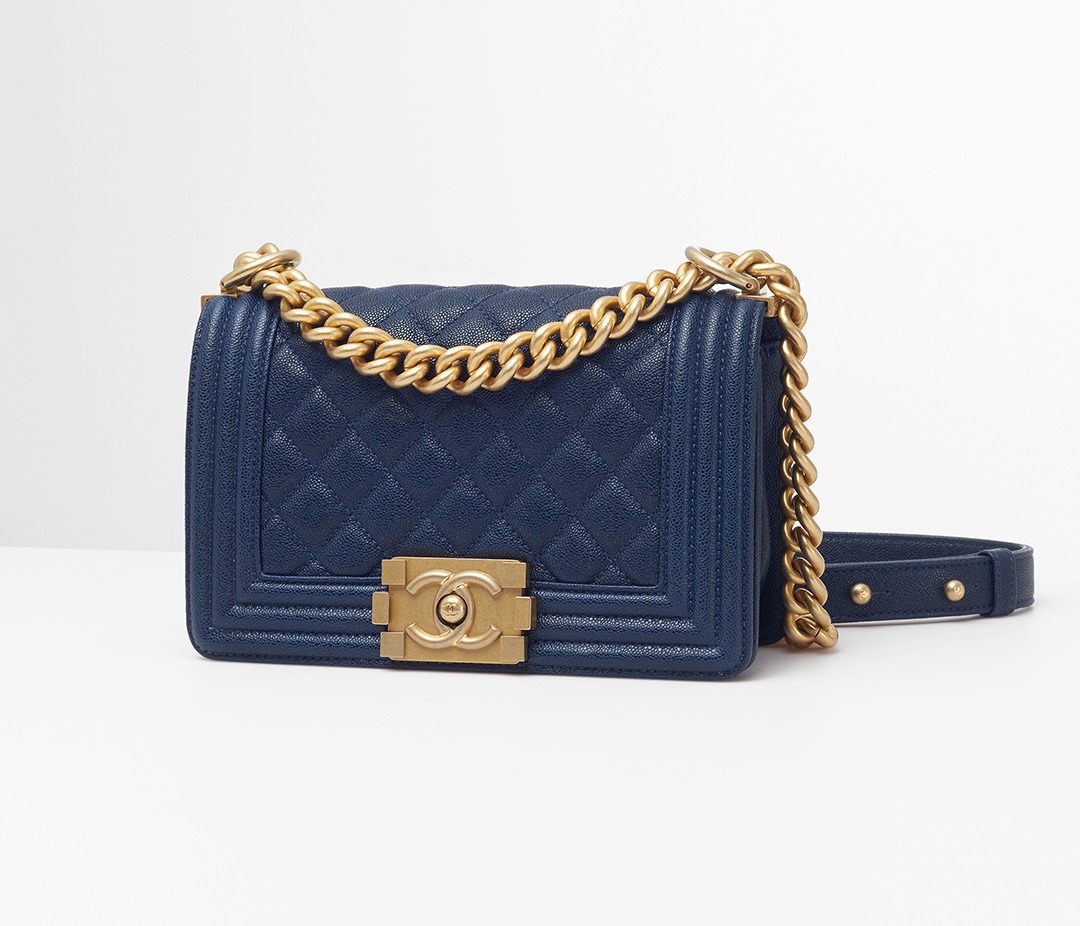 Boy Chanel Navy Blue Bag Side View
